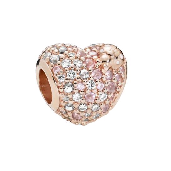 Rose Gold-Color White and Pink CZ Charm