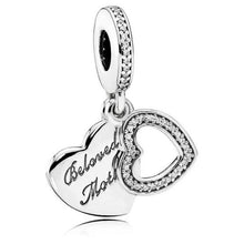 Load image into Gallery viewer, 925 Sterling Silver CZ Beloved Mother Engraved Heart Dangle Charm