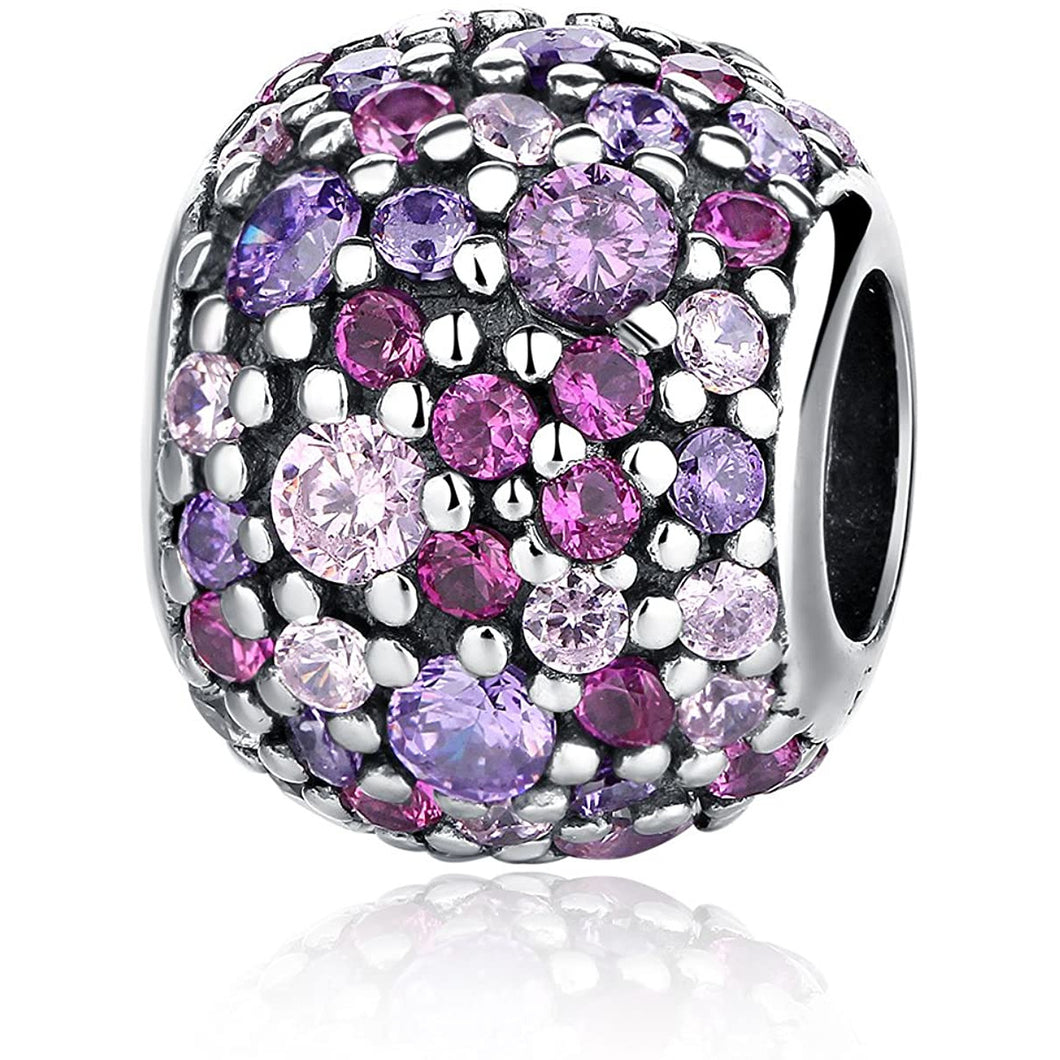 925 Sterling Silver CZ Pink Bead Charm Be Fabulous Jewellery