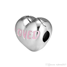 Load image into Gallery viewer, 925 Sterling Silver Heart Shaped Pink Enamel LOVED CLIP