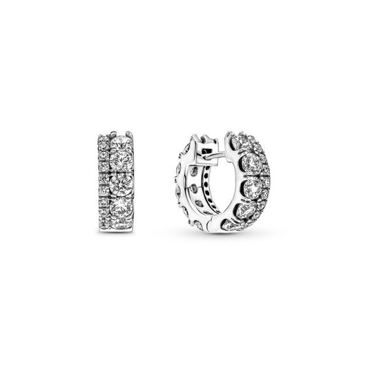 Double CZ Hoop Earrings