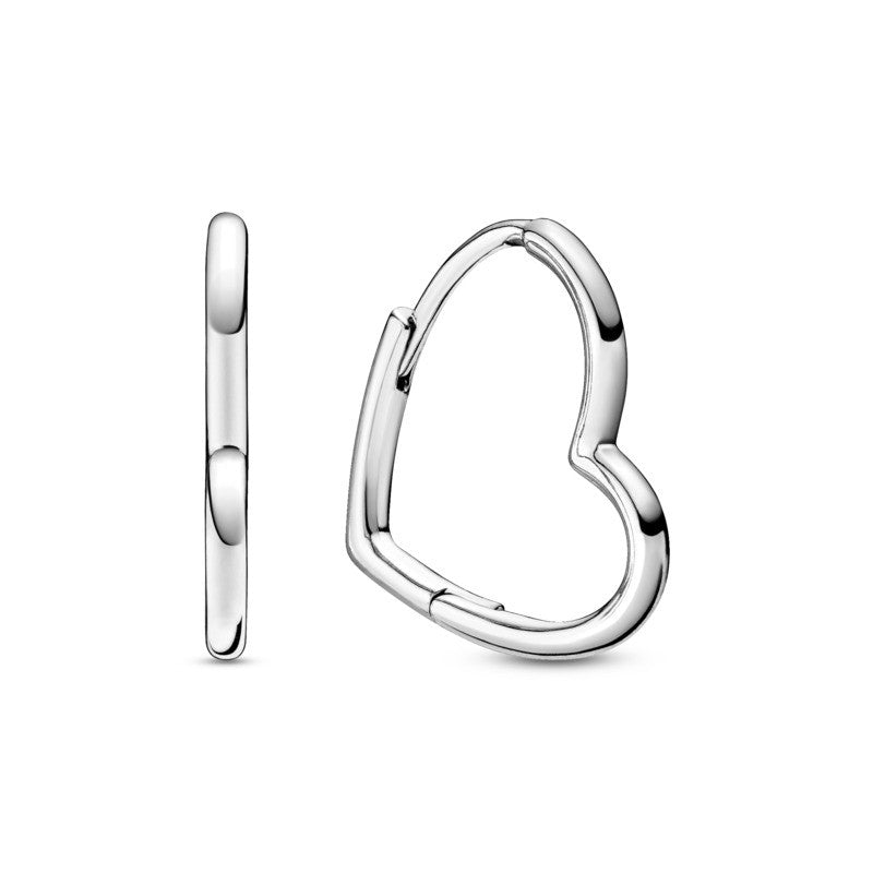 925 Sterling Silver Asymmetrical Heart Earrings