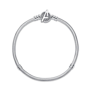 925 Sterling Silver Avengers Logo Clasp Snake Chain Bracelet