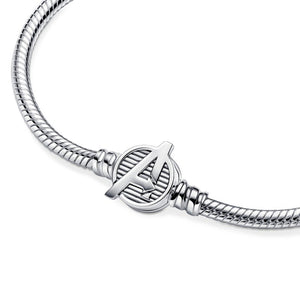 925 Sterling Silver Avengers Logo Clasp Snake Chain Bracelet