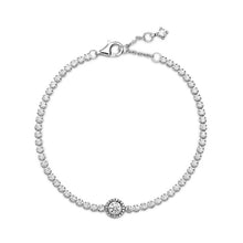 Load image into Gallery viewer, 925 Sterling Silver CZ Halo Tennis Bracelet