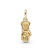 Load image into Gallery viewer, Gold Plated Infinity Stone Gauntlet Dangle Charm