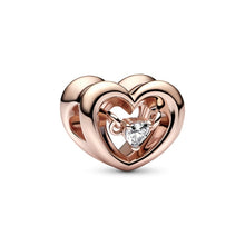 Load image into Gallery viewer, Rose Gold PLATED CZ Heart Bead Charm