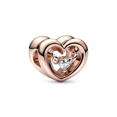 Rose Gold PLATED CZ Heart Bead Charm
