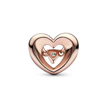 Load image into Gallery viewer, Rose Gold PLATED CZ Heart Bead Charm