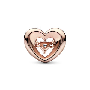 Rose Gold PLATED CZ Heart Bead Charm