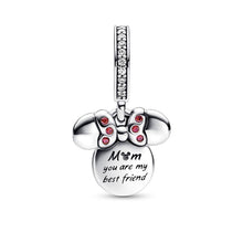 Load image into Gallery viewer, 925 Sterling Silver Two Toned MOM You Are My Best Friend Minnie Mouse Dangle Charm