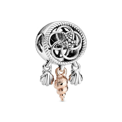 925 Sterling Silver Fabulous Two Toned Seashell Dream Catcher Bead Charm