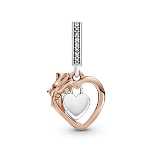 925 Sterling Silver Two Tone Love Forever Dangle Charm