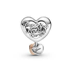 925 Sterling Silver Thank you for being there Mom Bead Charm