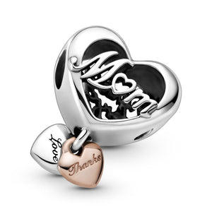 925 Sterling Silver Thank you for being there Mom Bead Charm