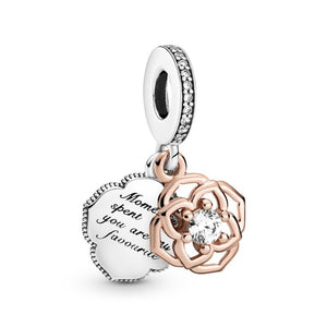 925 Sterling Silver Two Tone "Moments spent with you are my Favourite" Dangle Charm