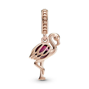 Rose Gold Plated Flamingo Pink Dangle Charm