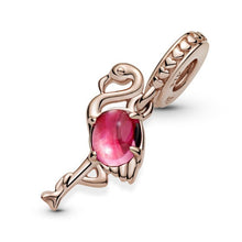 Load image into Gallery viewer, Rose Gold Plated Flamingo Pink Dangle Charm