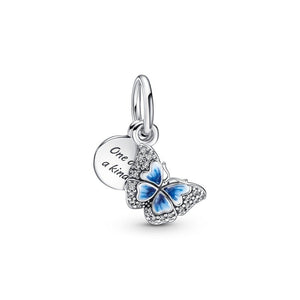 925 Sterling Silver Blue Butterfly Dangle Charm