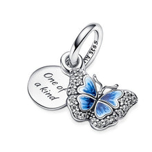 Load image into Gallery viewer, 925 Sterling Silver Blue Butterfly Dangle Charm
