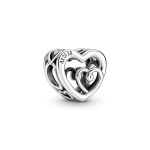 925 Sterling Silver Entwined Infinity Hearts Bead Charm