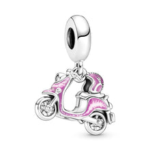 Load image into Gallery viewer, 925 Sterling Silver Pink Enamel Scooter Dangle Charm