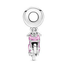 Load image into Gallery viewer, 925 Sterling Silver Pink Enamel Scooter Dangle Charm