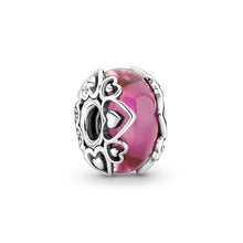 Load image into Gallery viewer, 925 Sterling Silver Heart Pattern Murano Glass Bead Charm