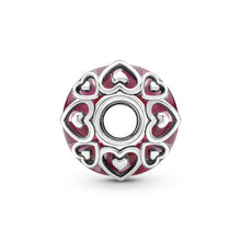 Load image into Gallery viewer, 925 Sterling Silver Heart Pattern Murano Glass Bead Charm