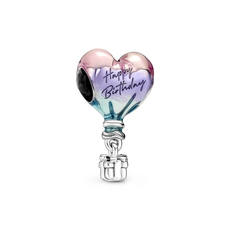 925 Sterling Silver Happy Birthday Hot Air Balloon Dangle Charm