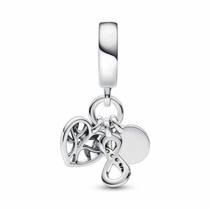 925 Sterling Silver Family Infinity Tree Dangle Charm
