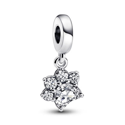 Paw Print On My Heart CZ Dangle Charm