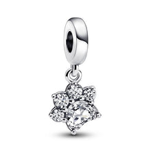 Load image into Gallery viewer, 925 Sterling Silver Paw Print On My Heart Cz Dangle Charm