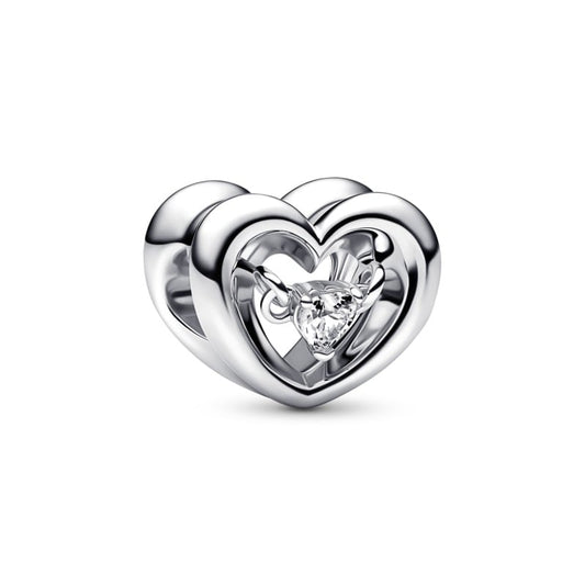 CZ Openwork Heart Bead Charm