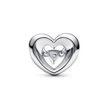 Load image into Gallery viewer, 925 Sterling Silver CZ Openwork Heart Bead Charm