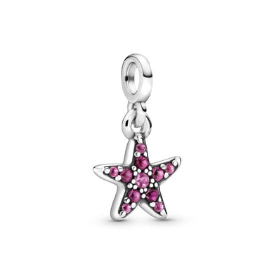 925 Sterling Silver Pink CZ Starfish Pandora ME Compatible Dangle Charm