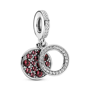 925 Sterling Silver Red CZ Dangle Charm