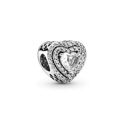 CZ Shimmering Heart Bead Charm