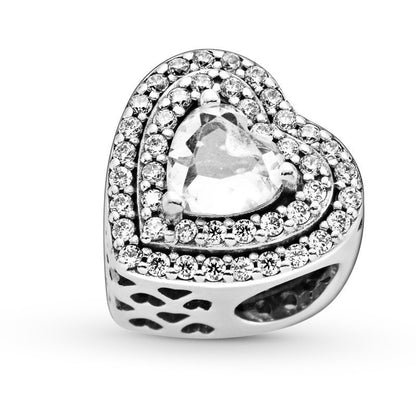 CZ Shimmering Heart Bead Charm