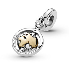 Load image into Gallery viewer, 925 Sterling Silver You Mean The World to Me Globe Dangle Charm