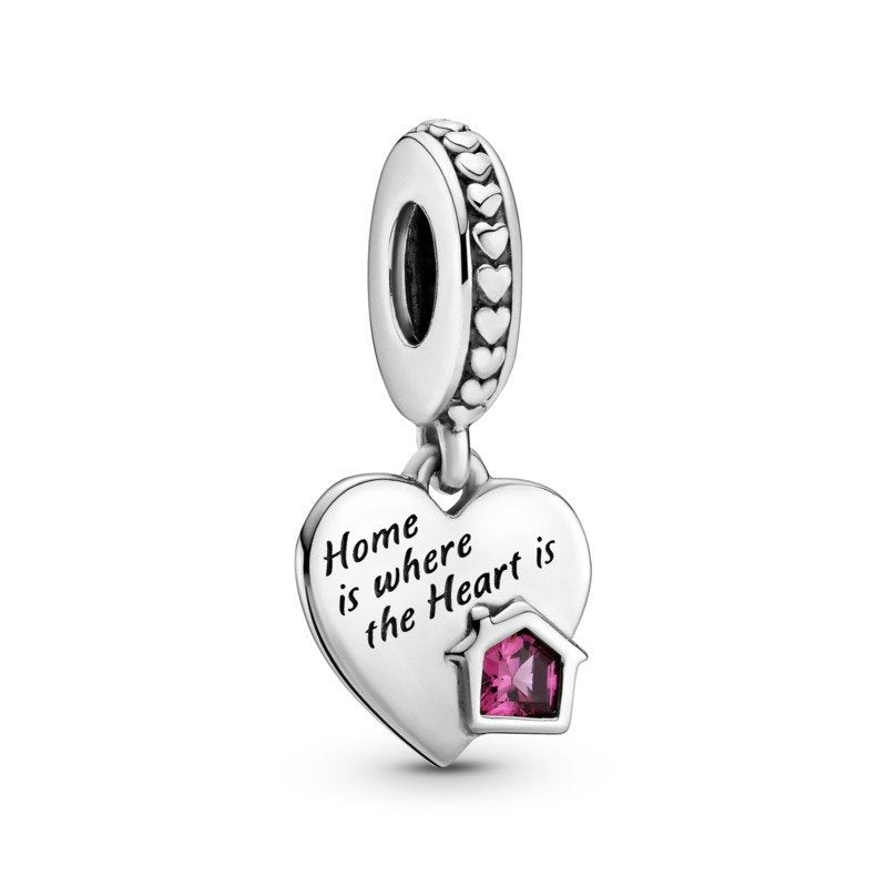 925 Sterling Silver Home is Where the Heart Is Dangle Charm