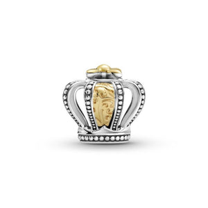 925 Sterling Silver and GOLD PLATED Crown Bead Charm