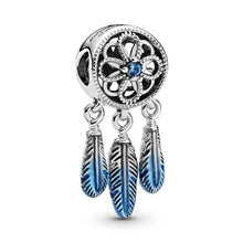 Load image into Gallery viewer, 925 Sterling Silver Blue CZ Dream Catcher Bead Charm