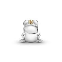 Load image into Gallery viewer, 925 Sterling Silver Frog Prince Gold PLATED Crown Bead Charm