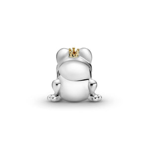 925 Sterling Silver Frog Prince Gold PLATED Crown Bead Charm