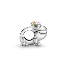 Load image into Gallery viewer, 925 Sterling Silver Frog Prince Gold PLATED Crown Bead Charm