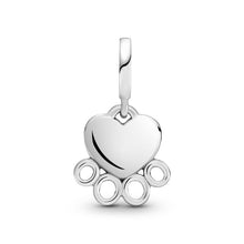 Load image into Gallery viewer, 925 Sterling Silver Paw Prints in my Heart Dangle Charm