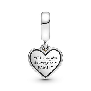 925 Sterling Silver Mom You are the Heart of Our Family Dangle Charm