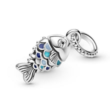Load image into Gallery viewer, 925 Sterling Silver Scaled Fish Dangle Charm