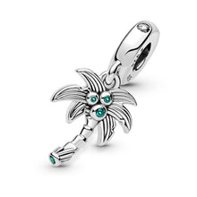 Load image into Gallery viewer, 925 Steling Silver Green CZ Palm Tree Dangle Charm